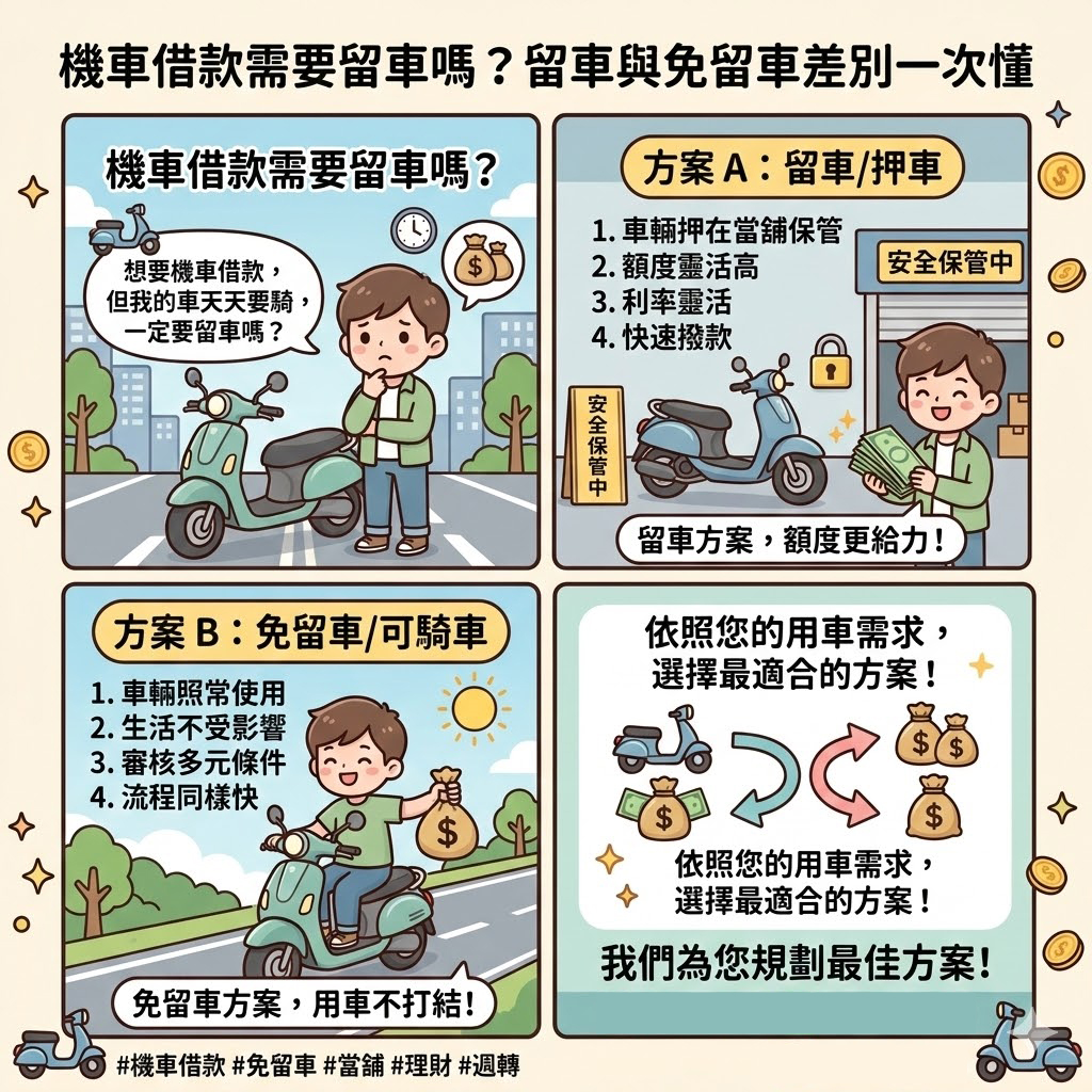 機車借款需要留車嗎？留車與免留車差別一次懂