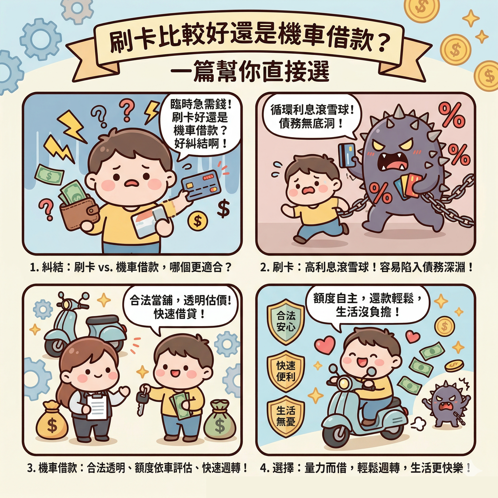 刷卡比較好還是機車借款?一篇幫你直接選