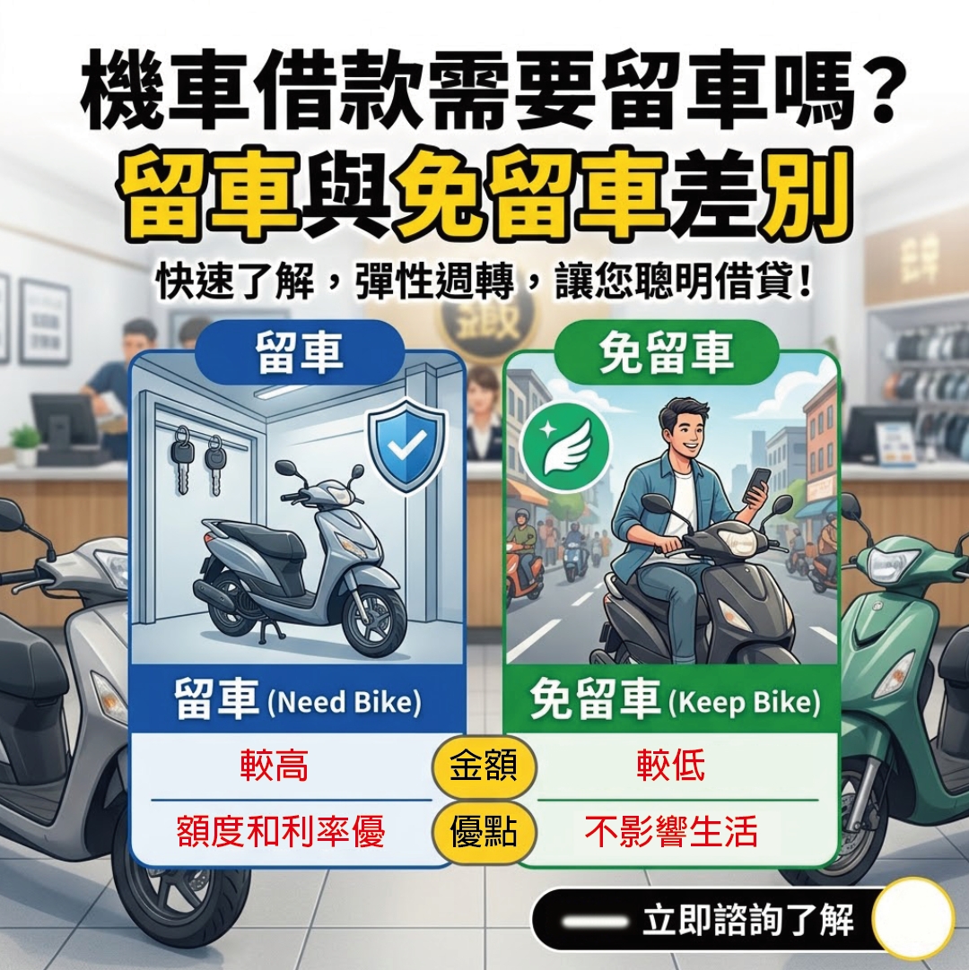 機車借款需要留車嗎？留車與免留車差別一次講清楚