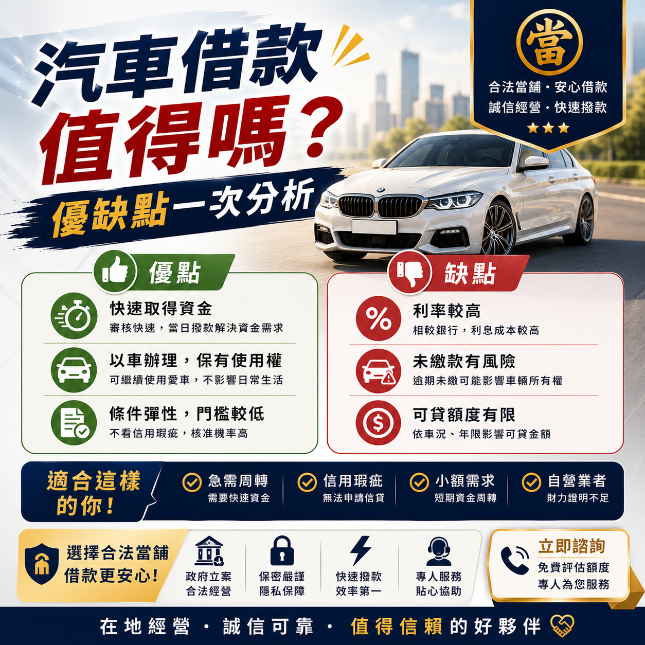 汽車借款值得嗎？優缺點一次分析