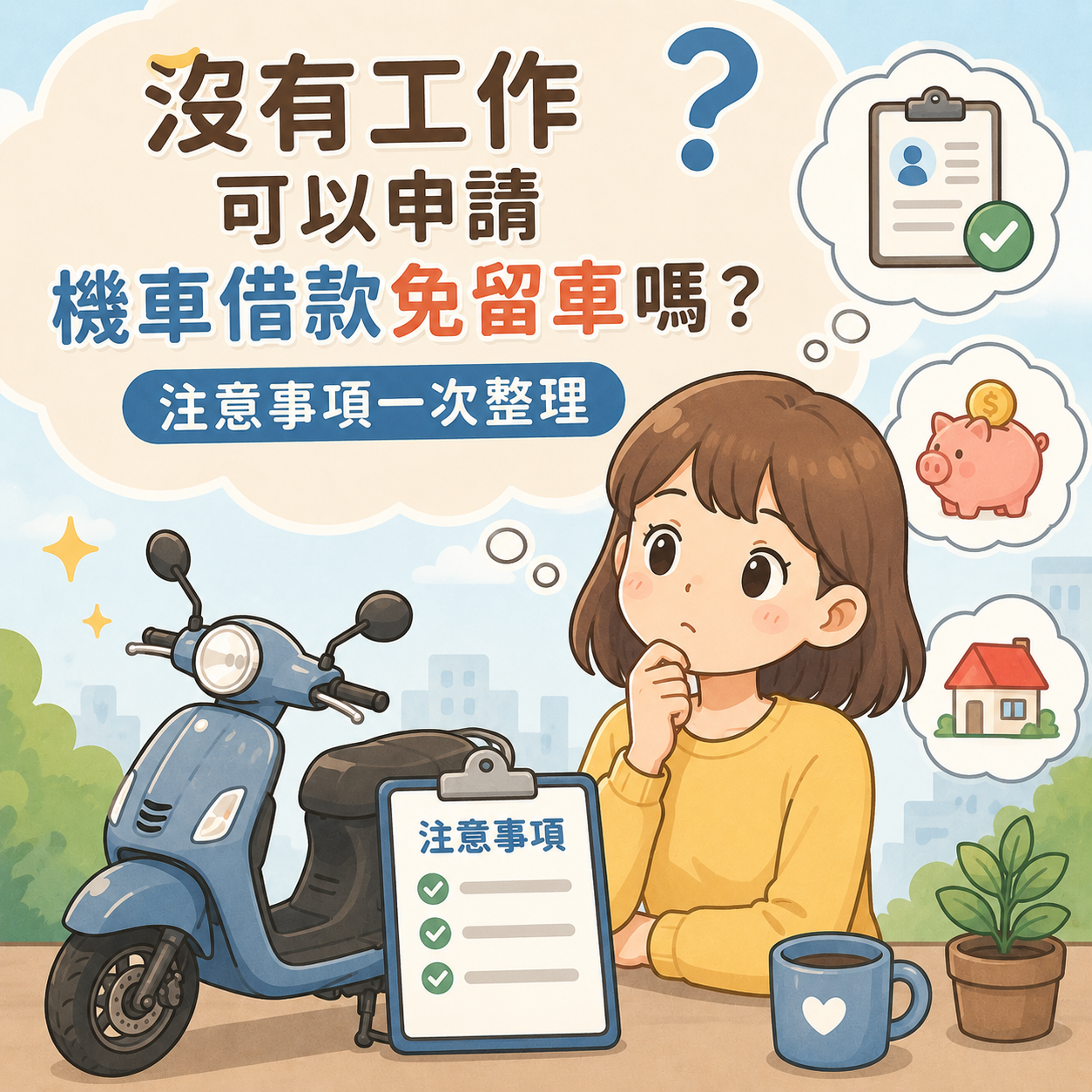 沒有工作可以申請機車借款免留車嗎？注意事項一次整理